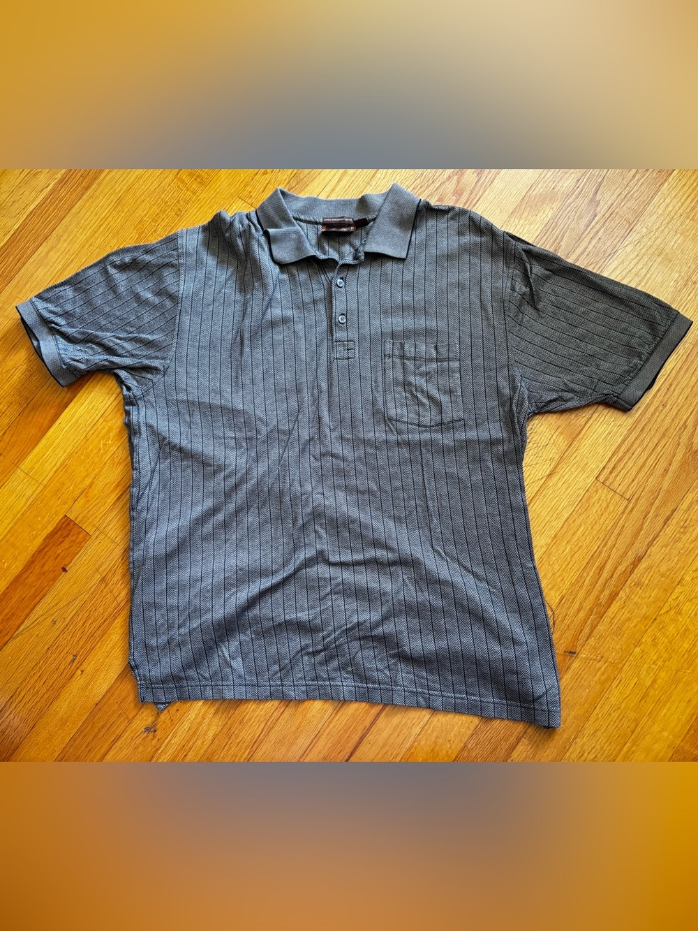 Tasso Elba Golf Mens L Herringbone Stripe Polo Shirt Double Mercerized Cotton